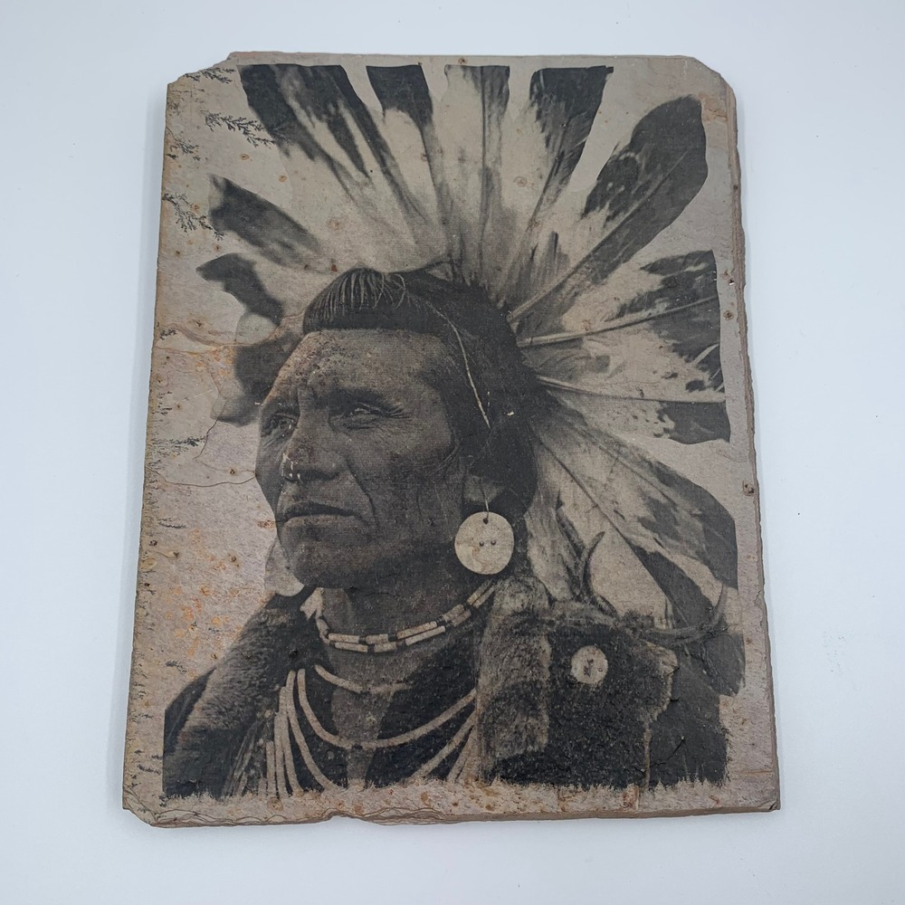 Sierra Slate Images Chief Eagle Salish Indian Edward Boos Montana Art Plaque 6x8